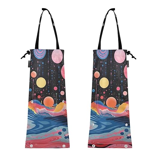 ALAZA Hanging Car Trash Bags Garbage Bag Trash Can for Back Seat Small Colorful Painting Abstract Washable Storage Bag Retractable 2 Pack