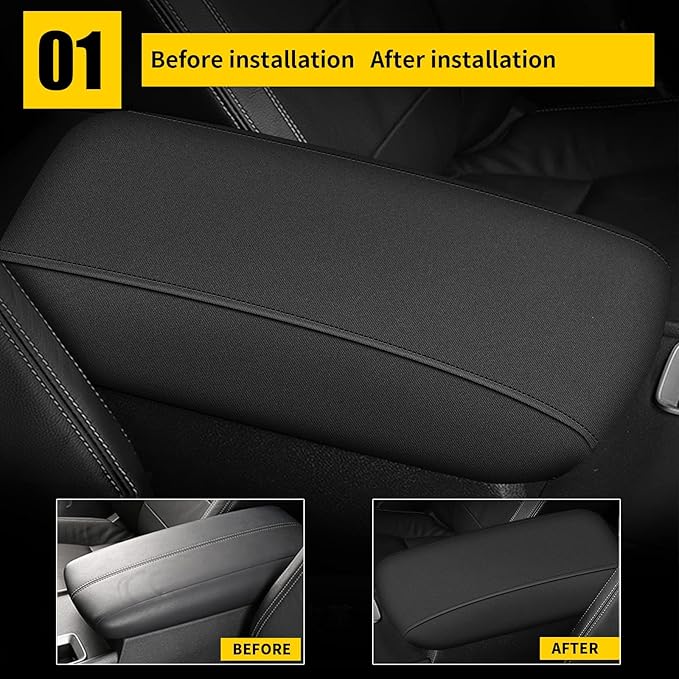 AOMSAZTO Console Covers for 2019-2024 2025 2026 Nissan Altima Armrest Covers for Nissan Altima Black with Black Stiches
