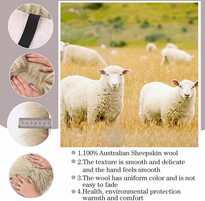 Frienda Furry Armrest Cover Auto Center Console Cover Car Soft Console Pad, Real Sheepskin Wool Soft Fluffy Auto Center Armrest Pad for Most Car Decoration Protector (Champagne)