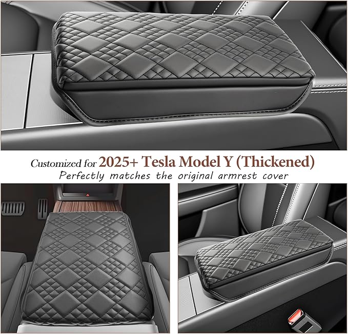 SKTU for 2025 2026 Tesla Model Y Armrest Cover for 2025 2026 Tesla Model Y Center Console Cover Tesla Model Y 2025 2026 Accessories Center Console Cushion 2025 2026 Model Y Seat Box Cover (Thicken)