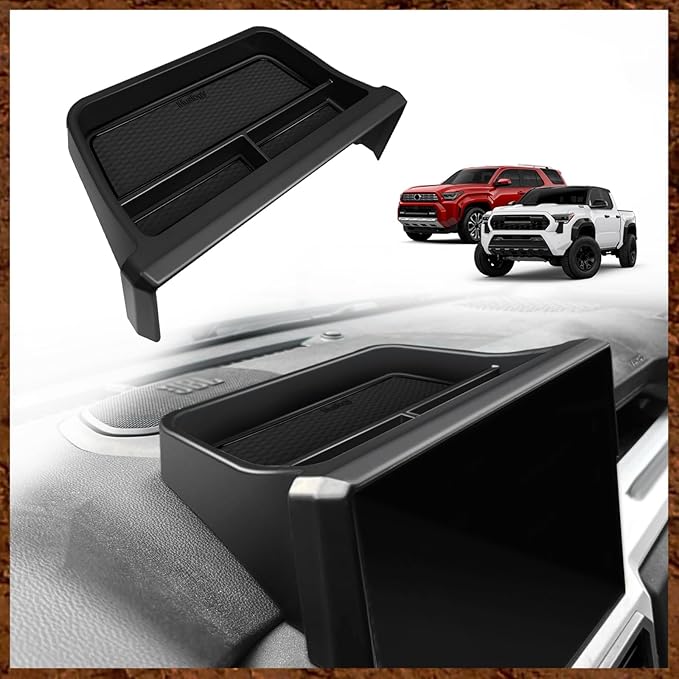 Muslogy Dashboard Storage Box Compatible with 2024 2025 Tacoma & 2025 4Runner Accessories Center Console Organizer w/14-inch Screen for Limited Trailhunter TRD Pro (14 Inch Screen Only) (Black)