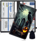 Car Registration Holder, PU Leather Vehicle Glove Box Organizer for Driver License, Document, Car Insurance Holder with Magnetic Shut, Auto Paperwork Wallet Case Accessories, Halloween Pumpkin