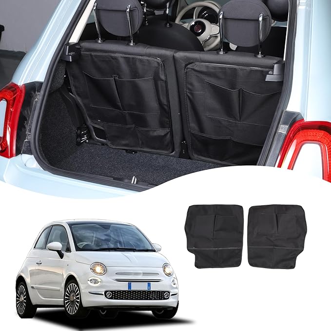 HAPPYHORSE Car Trunk Storage Bag Storage Pockets Compatible with Fiat 500/500 Abarth 2016-2024 Car Trunk Backseat Panel Hanging Organizer Oxford Cloth Storage Bag (Rear seat panel storage bag（16-24）)