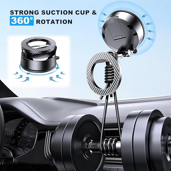 MOKPR Car Phone Holder for Magsafe, Magnetic Car Phone Mount Foldable Hands-Free Suction Cup Phone Holders for Your Car for iPhone 16 Pro/Pro Max 15 14 13 12