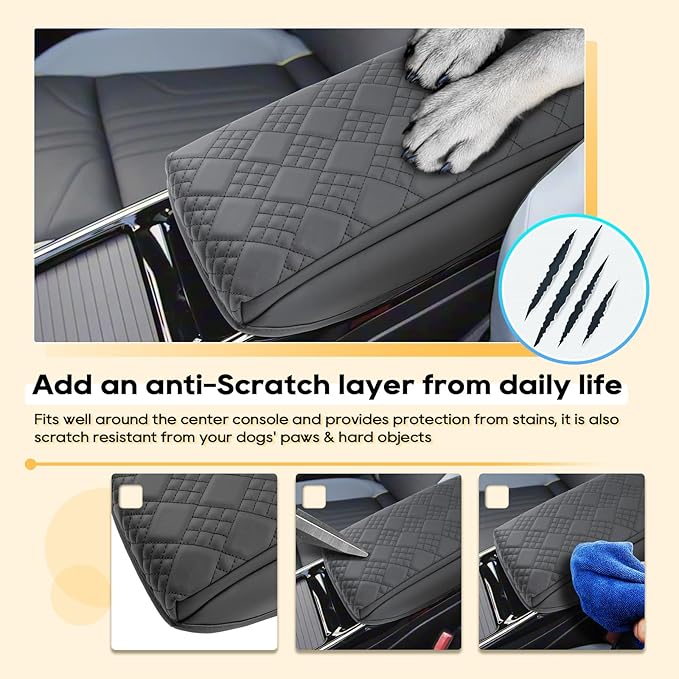 Armrest Cover for 2023-2026 Volkswagen ID.4 (Pro/Pro S/Pro S Plus) Volkswagen ID.4 Accessories Center Console Cover Arm Rest Protector Middle Lid Pad Protector PU Leather, Anti-Scratch,Non-Slip