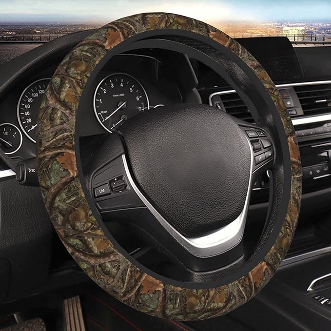 Forest Camouflage Steering Wheel Cover Neoprene Universal 15 Inches Car Steering Wheel Protector for Women Men
