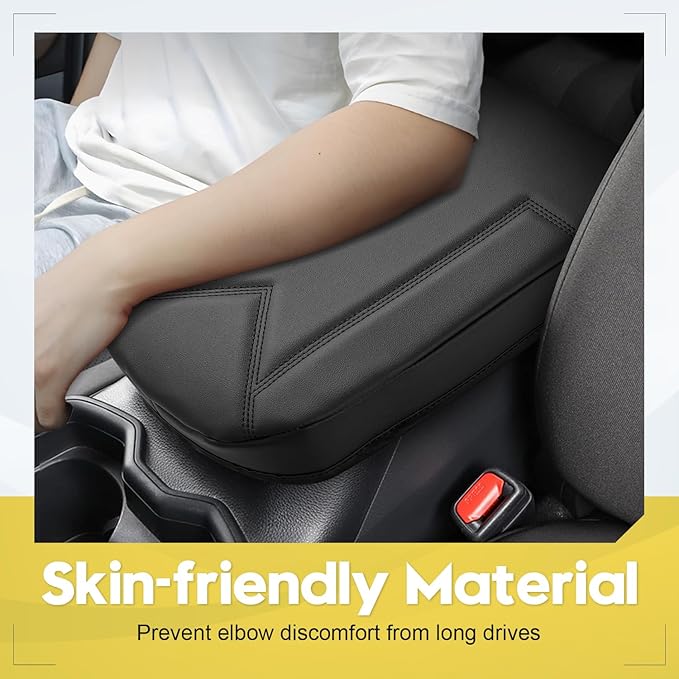 FIILINES Center Console Cover for 2019-2025 2026 Toyota RAV4,Armrest Cover Cushion Pad for Toyota RAV4 Accessories Arm Rest Box Lid Cover PU Leather Armrest Seat Box Protector