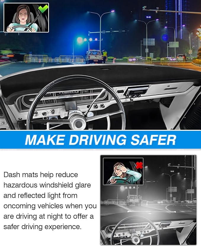 CARTIST Dash Cover Compatible with Ford F100/ F250/ F350 Pickup Truck 1967-1972 Dashboard Cover Mat Non-Slip Carpet Sunshield Glare UV Rays Protector