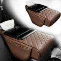 Multifunctional Pu Leather Car Armrest Box Mat, 5-In-1Multifunctional Car Armrest Cushion, Car Arm Rest Cover Pad, Center Console Organizer with Cup Holder, Tissue Box & Phone Slot (Coffee)