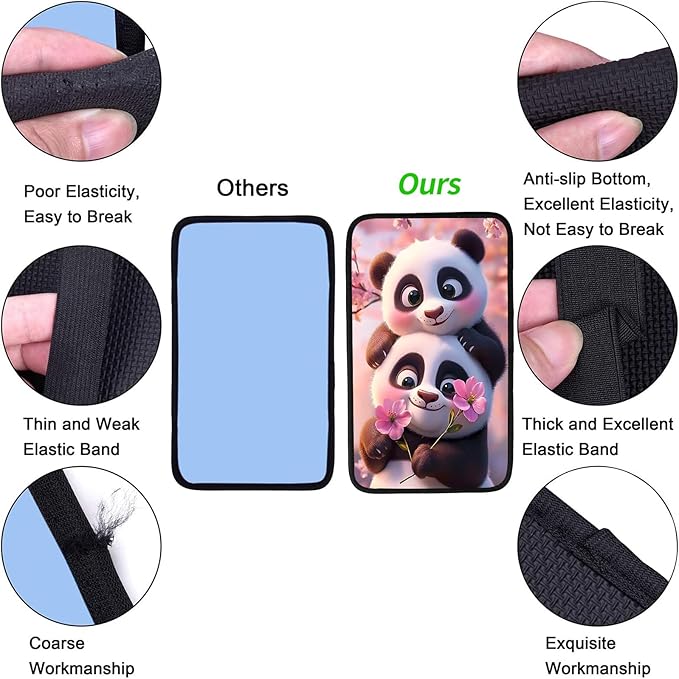 JANENFNA Car Armrest Cover Pads Universal Fashion Cute Auto Center Console Armrest Cover Pad with 2PCS Car Coasters Soft Waterproof Car Armrest Seat Protector for Women,Cute Panda