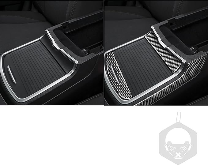 NVCNX Real Premium Carbon Fiber for Chrysler 300 Accessories 2015-2023 2016 2017 2018 2019 2020 2021 2022 S/C/Limited/Touring Car Center Console Sliding Drawer Cover Interior Trim Sticker Decal 5PCs