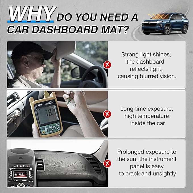 Cartist Dash Cover fits for Chevy Traverse 2018 2019 2020 2021 2022 2023 Dashboard Cover Mat for Traverse Accessories Non-Slip Carpet Sunshield Glare UV Rays Protector