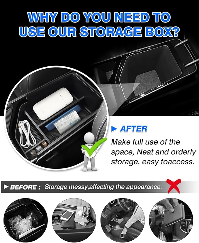 Autorder 2PCS Center Console Organizer for Kia EV6 2022 2023 2024 2025 2026 Accessories Armrest Storage Box Secondary Insert Tray Center Console Bottom Organizer