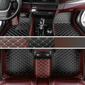 Custom Personalized Floor Mats for Cars - Luxury Full Coverage All Weather Mats, Anti-Slip Leather Mat Set, Fit for 99% of Cars, SUVs & Trucks (Brown&Black Beige, C-Double Color)
