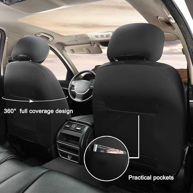 GIANT PANDA Fit Kia Sportage Forte Telluride Sorento Seltos Soul K5 NIRO Carnival Front Car Seat Cover, 3D Air Mesh Breathable Seat Protector (Black 2-Pack)
