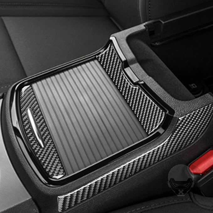NVCNX Real Premium Carbon Fiber for Chrysler 300 Accessories 2015-2023 2016 2017 2018 2019 2020 2021 2022 S/C/Limited/Touring Car Center Console Sliding Drawer Cover Interior Trim Sticker Decal 5PCs