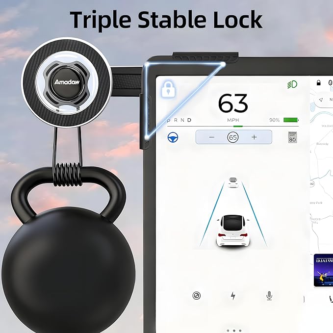2026 Upgrade Tesla Phone Mount [Non-Adhesive Version] [N55 Strongest Magnet] Hands-Free No-Drop for Magsafe, Fits for Tesla Model Y/3/X/S/Cybertruck, Compatible with iPhone 17/16/15 All Phones