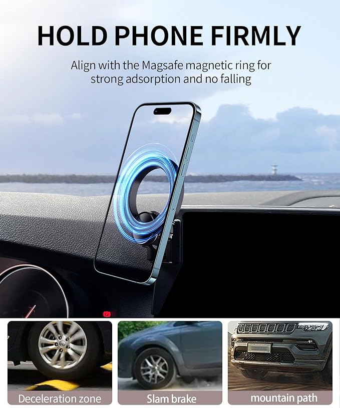 Car Phone Holder for 2021 2022 2023 BMW 5 Series / M5 Accessories 12.3-Inch Screen Fixed Clip, 360° Rotation Phone Mount Compatible with MagSafe, Cell Phone Holder Does Not Affect Air Vent