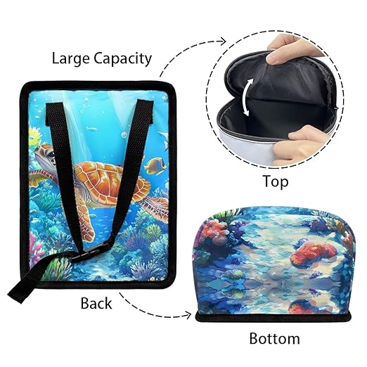 Blue Sea Turtle Car Trash Can Easy Installation Multipurpose Trash Bin for Cars Leak Proof Car Trash Bag Hanging Removable Automotive Accessories Universal Fit for Most Cars,SUV,Sedans