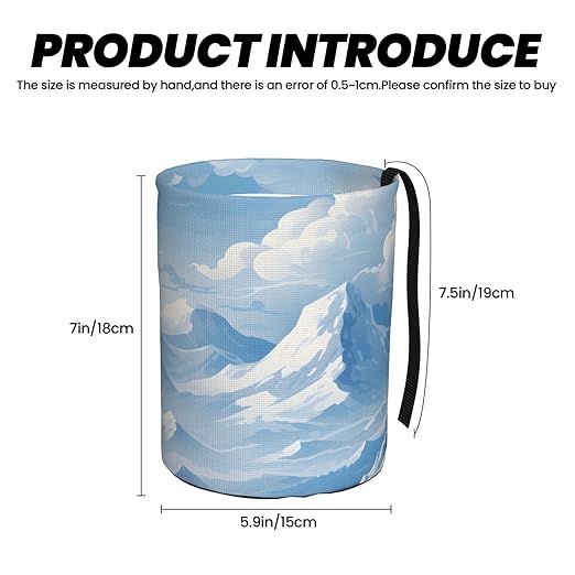 Car Trash Can Hanging, White Snow Mountain Cloud Scenery Waterproof Auto Garbage Bin Universal Vehicle Waste Container, 3.5L Capacity
