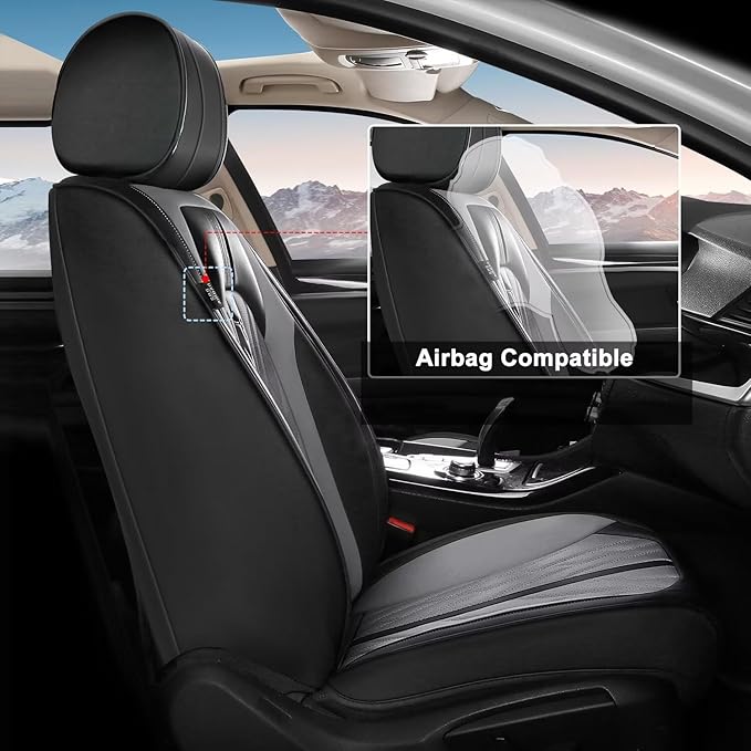 TTX LIGHTING Seat Covers for Car 2 Front Seat Fit for Lexus ES 300H/350 2007-2026 Leather Seat Covers Breathable Waterproof Seat Protectors Automotive Seat Cushion with Airbag Compatible (Grey)