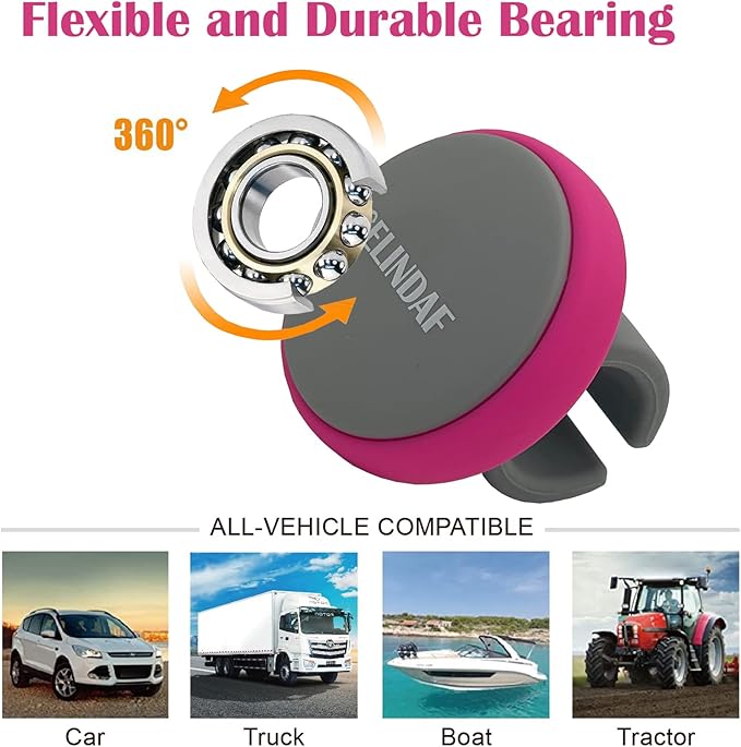 Steering Wheel Knob Pink, Women Car Suicide Knob Spinner Wheel, Non-Slip Driving Power Handle for Standard & Thick Steering Wheels Universal Fit for Car, Trucks, Forklift, Boat etc