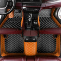 Custom Fit Car Floor Mats for Most Cars, SUVs, Trucks - Waterproof PU Leather All-Weather Floor Liners - Durable Anti-Slip Interior Car Accessories to Protect Vehicle Floors (Orange+Black Beige)