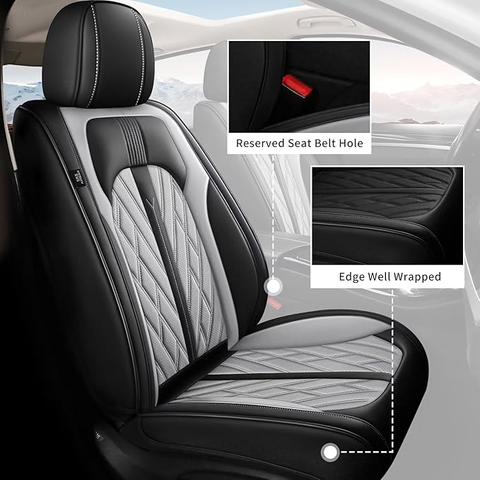 TTX LIGHTING Seat Covers Fit for Chevrolet/Chevy Trailblazer 2021-2026 Front Seat Covers Faux Leather Car Seat Covers Breathable Waterproof Car Seat Protector (2 Seats, Black&Grey)