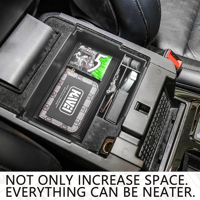 Center Console Organizer Compatible with Ford Explorer 2020 2021 2022 2023 2024 2025 2026 Interior Accessories, Coin Holder Armrest Secondary Storage Box Container Insert Divider Tray, Black
