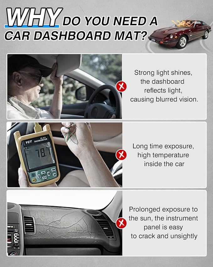 CARTIST Dash Cover Fit for 1979-1983 Datsun 280ZX/Nissan Fairlady Z S130 Dashboard Cover Mat for 280ZX Accessories Non-Slip Carpet Sunshield Glare UV Rays Protector