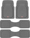 Motor Trend Original FlexTough Gray Rubber Car Floor Mats for 3 Row Vehicles, Front & Rear 2nd Row Deep Dish All Weather Automotive Heavy Duty Trim to Fit, Automotive Liners for Cars Truck Van SUV