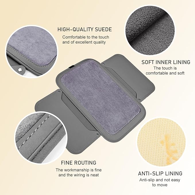 Car Center Console Cover with 2 Storage, Anti-scratch Automotive Arm Rest Cover Cushion, Vehicle Center Console Protector Pad, Universal for Most Cars SUVs (Gray)