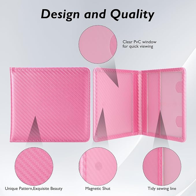Tavonis Car Registration and Insurance Card Holder，Small Glove Box Organizer for Men and Women，Car and Truck Driver License, Documents, Card Storage Accessories，Pink