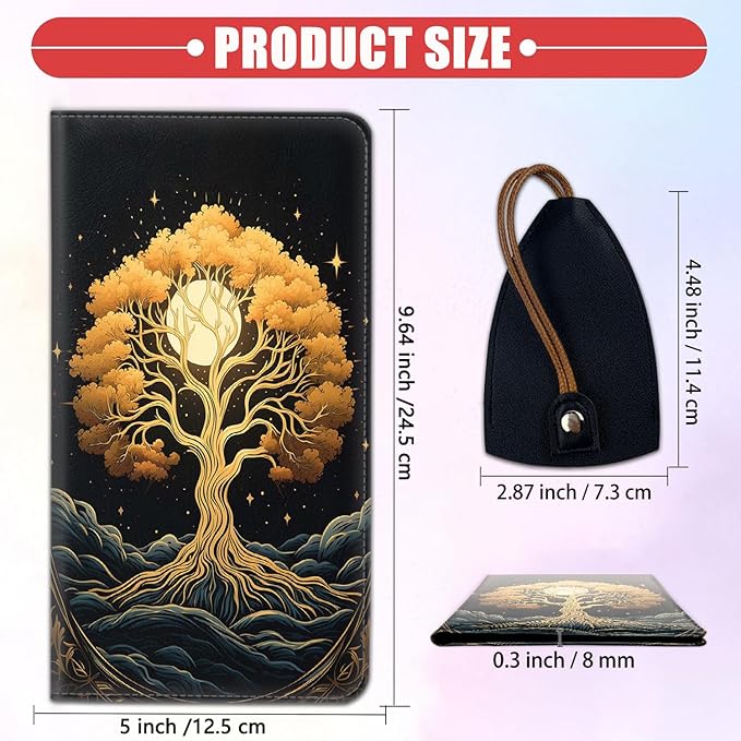 Car Document Holder with Magnetic Shut, Car Registration & Insurance Card Holder, Waterproof PU Leather Glove Box Organizer Vehicle Accessories Driver License for Women/Men, Tree of Life Pattern
