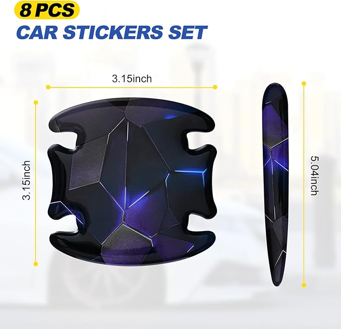 8 Pcs Car Door Handle Sticker, 3D Honeycomb Pattern Car Door Cup Protector, Universal Anti Scratches Auto Doors Handle Protective Film (Black Purple)
