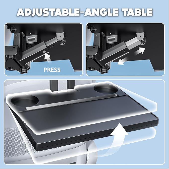 Car Back Seat Tray Table, Stable Foldable Auto Backseat Food Trays Desk for Rear Passenger Road Trip Eating & Work, Multifunctional Adjustable Travel Tray with Phone Drink Holder for Laptop iPad
