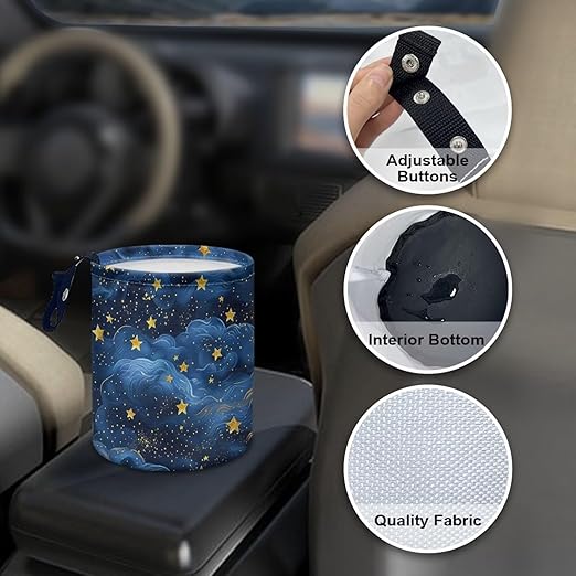 Blue Star Car Carbage Bag Hanging Cute Car Trash Bag with Leak Proof Inside Liner and Hanging Strap Road Trip Must Haves for Kids