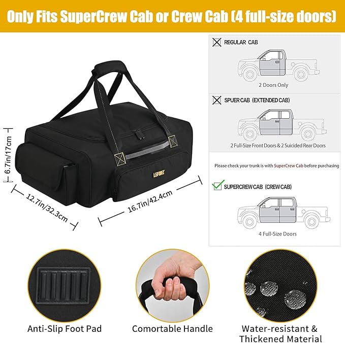 Under Seat Storage Bag Compatible with SuperCrew Cab,Truck Underseat Organizers and Storage with Removable Divider and Anti-slip Bottom 6 Pockets Underseat Tool Box Fits for Crew Cab(Full Size Trucks)
