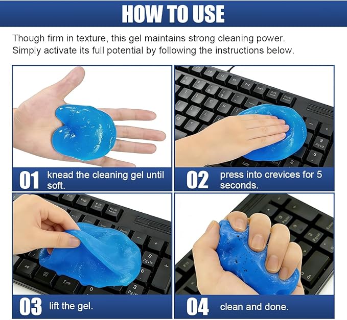 Craedli 2PCS Car Cleaning Gel, Reusable Dust Remover Slime Kit, Car Air Vent Cleaning Putty, Universal Auto Interior Keyboard Jelly Detailing Supplies for Men, Women Present (Blue)