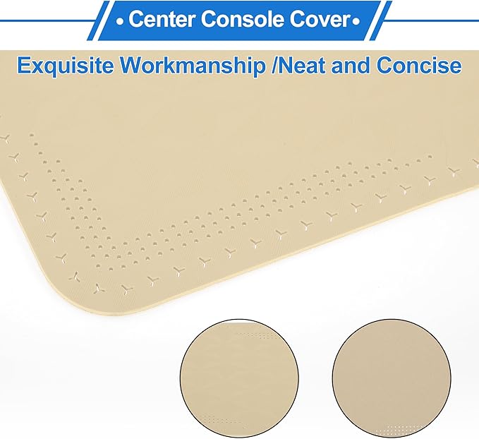 Car Center Console Cushion Pad 12.59"X6.29" Center Console Cover Armrest Seat Box Cover Faux Leather Beige