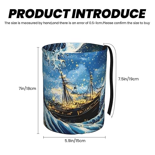 Ocean Wave Starry Night Car Trash Can Garbage Cans Foldable,Cute Hanging Car Organizer and Storage Bag Leak Proof, Auto Back Seat Trash Bin Universal for Truck, SUV, Outdoor Travel
