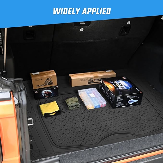Nilight Rubber Cargo Mats for Cars Trucks SUVs, Universal Trim to fit for Most Vehicles, All Weather Protection Heavy Duty Cargo Liners