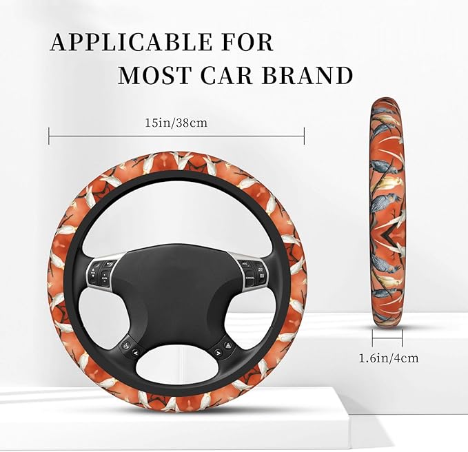 Cockatiel Fun Car Steering Wheel Cover, 15 Inch Steering Wheel Cover Stylish Decor for Most Cars