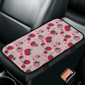 CLOHOMIN Strawberry Center Console Cover for Car Sedan Van Flower Car Center Console Cushion Pad Flannel Auto Armrest Cover Accessories