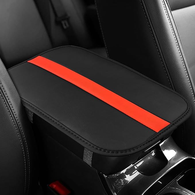 Car Center Console Cushion Pad, Arm Rest Cover for Car, Leather Waterproof Auto Armrest Seat Box Protector, Auto Armrest Storage Box Accessories Fits for Most Vehicles, SUVs, Trucks (Orange)