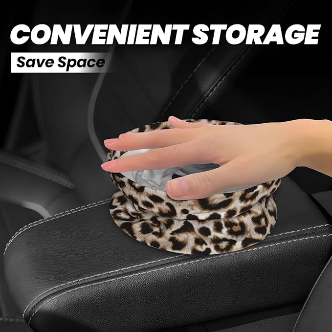 OEDTF Leopard Car Trash Can,Car Accessories Waterproof Car Organizer Foldable Portable Trash Bin Can Be Hung on The Back Seat Garbage Can for Various Cars