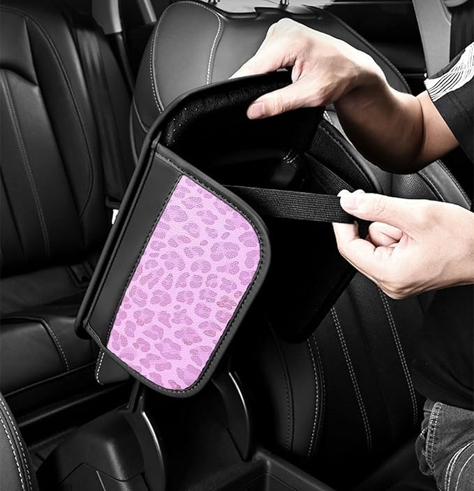 Forala Auto Center Console Pad PU Leather Car Armrest Seat Box Cover Protector Universal Fit (Pink)