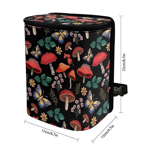 Car Trash Can with Lid Leak Proof Cars Trash Bag Hanging Sedan Garbage Can Accessories Multipurpose Storage Container for Back Seat, Forest Mushroom Floral