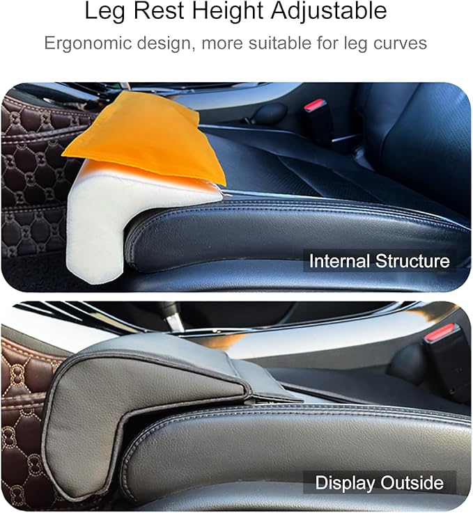 Car Leg Extender Leg Support Cushion for Car Driver Seat Office Chair, Universal Car Seat Extender Pad Leg Support Pillow for Cars Buses Trains Office Home (Lightbrown)