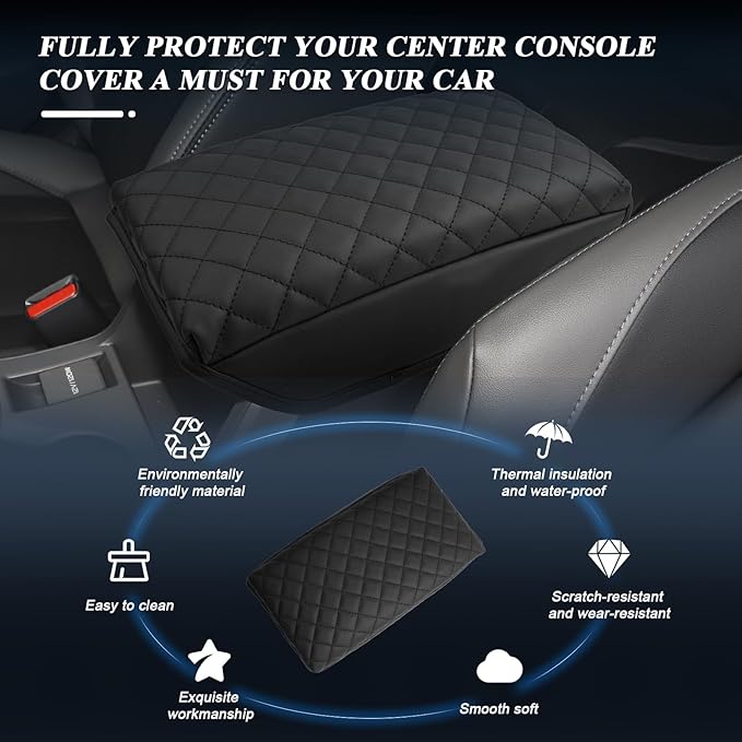 BIBIBO for 2024 Subaru Crosstrek Center Console Armrest Cover,Armrest Cushion 2023 2024 Subaru Crosstrek /2024 Subaru Impreza Arm Rest Cover, Crosstrek Car Arm Rest Pad Cover, (Black-Without Pocket)